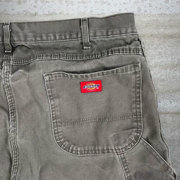 Vintage Dickies Carpenter Pants Sage Green Canvas Baggy Dungarees Work Wear 90s - Picture 3 of 6
